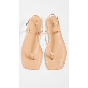 Reformation 'Vincenza' Tan Leather Thong Flat Sandals Size 7.5